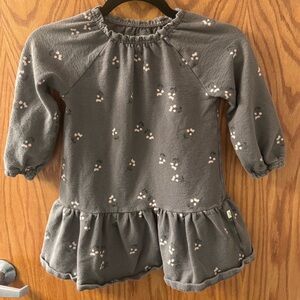 Easy Peasy Organic Cotton Toddler Dress 4T Gray Floral Peplum